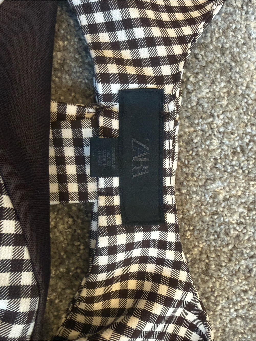 Zara Brown and White Gingham Square-Neck Peplum Tank - Picture 4 of 4